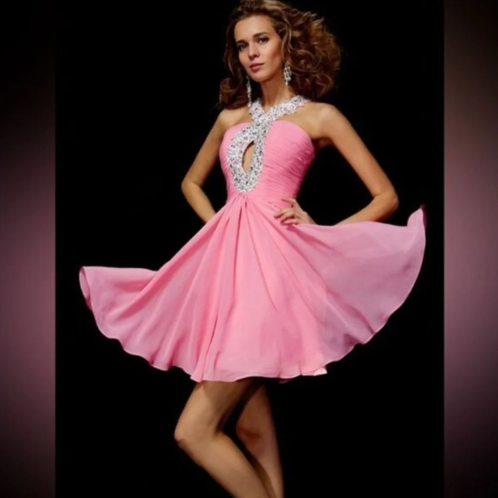 prom babydoll dress GS3506 Short Glitter Print Homecoming Cocktail cocktail events graduation white dress Cicinia Dresses